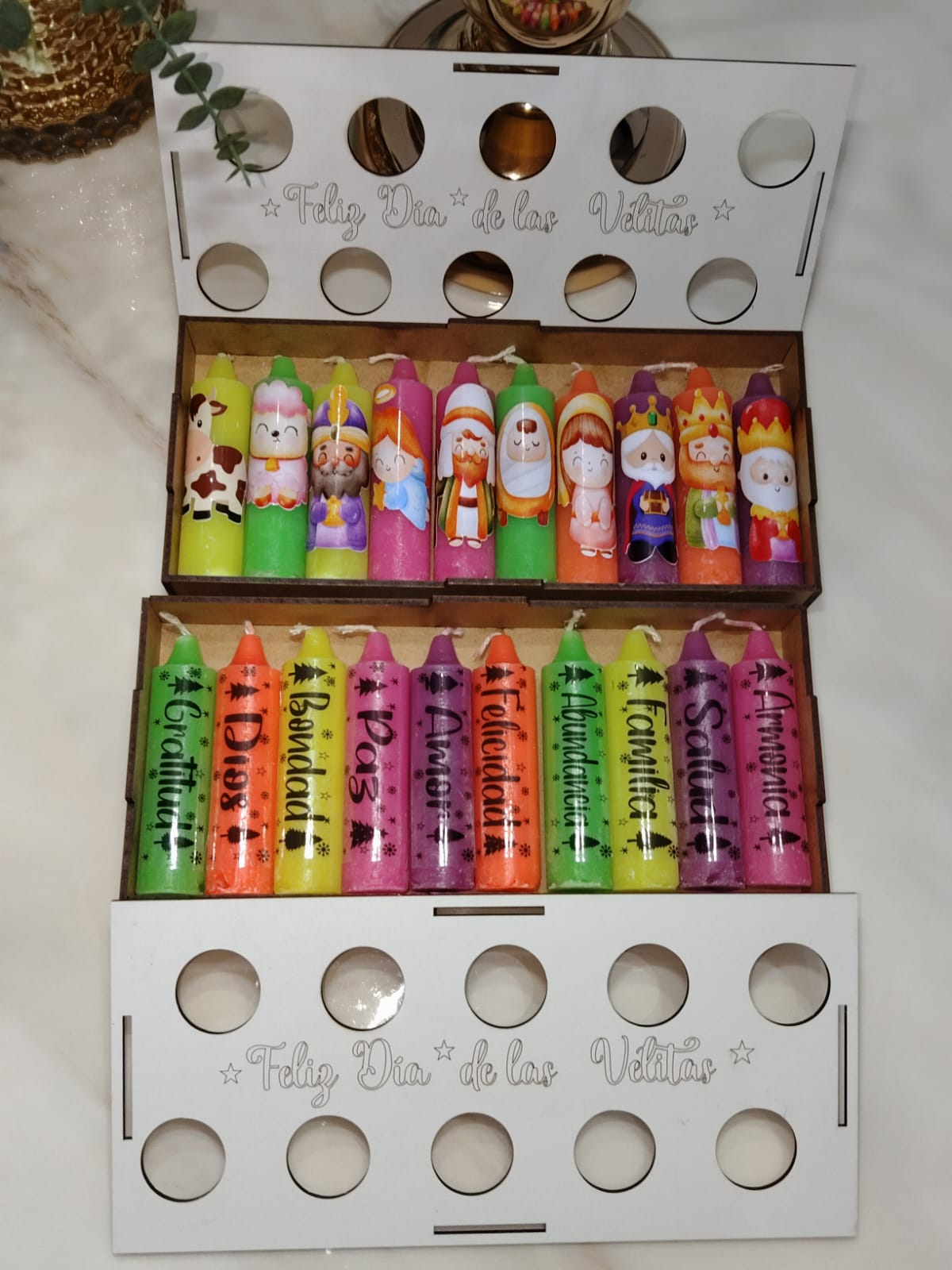 PROMO 2 X 1 Caja portavelas deseos navideños🎄🎅